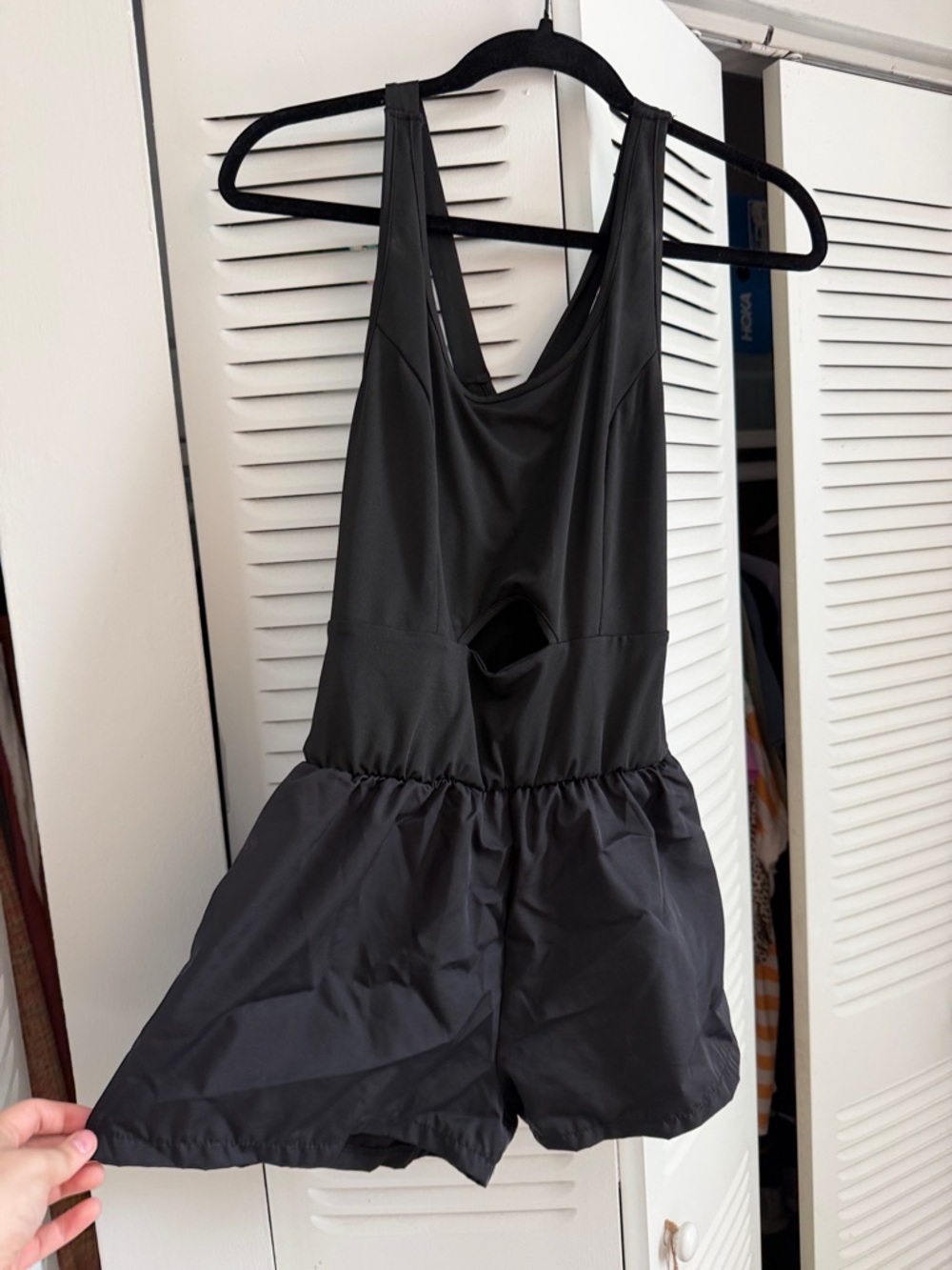 Black Athletic Romper with Scoop Back
